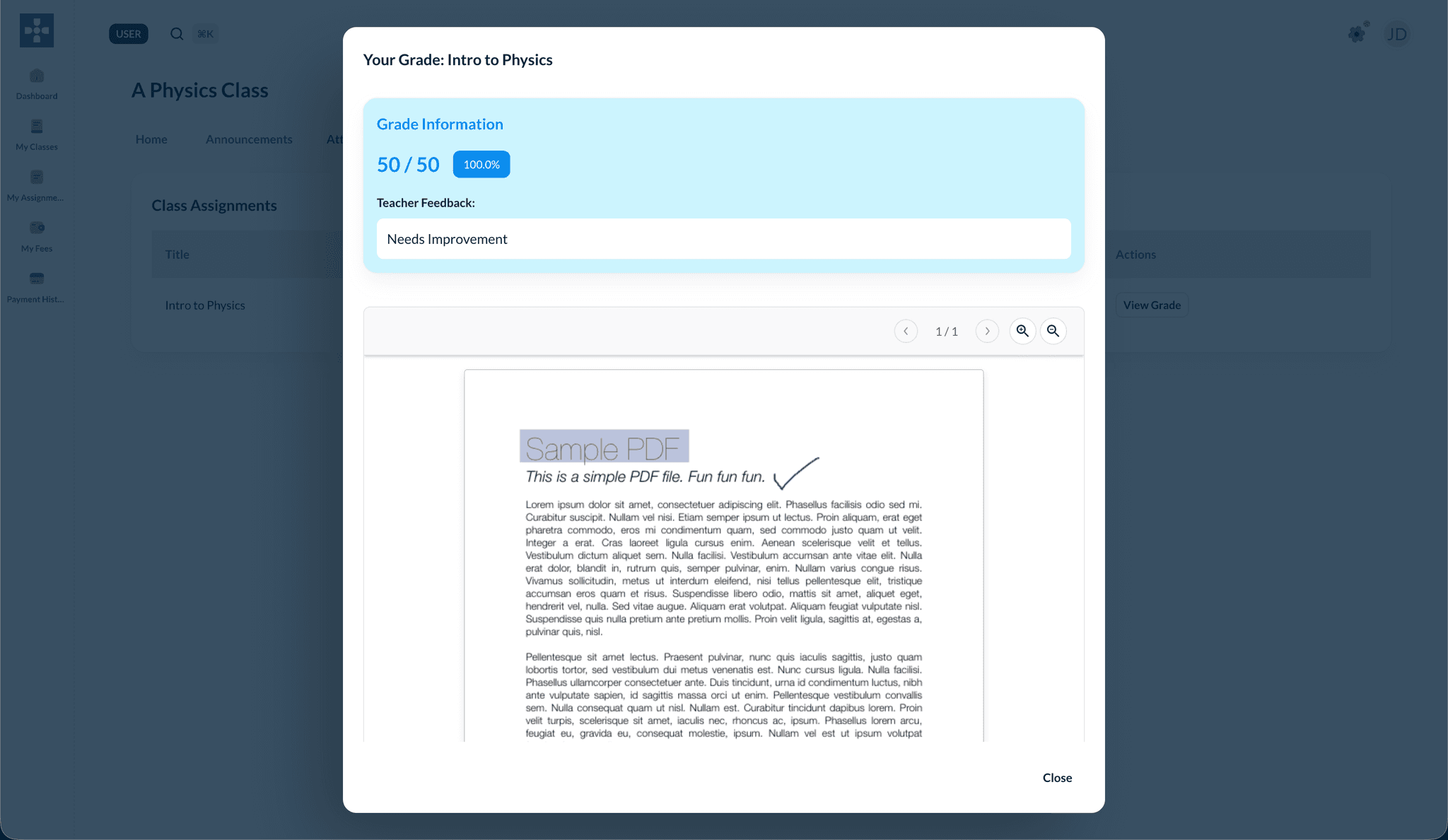 Your grade and feedback